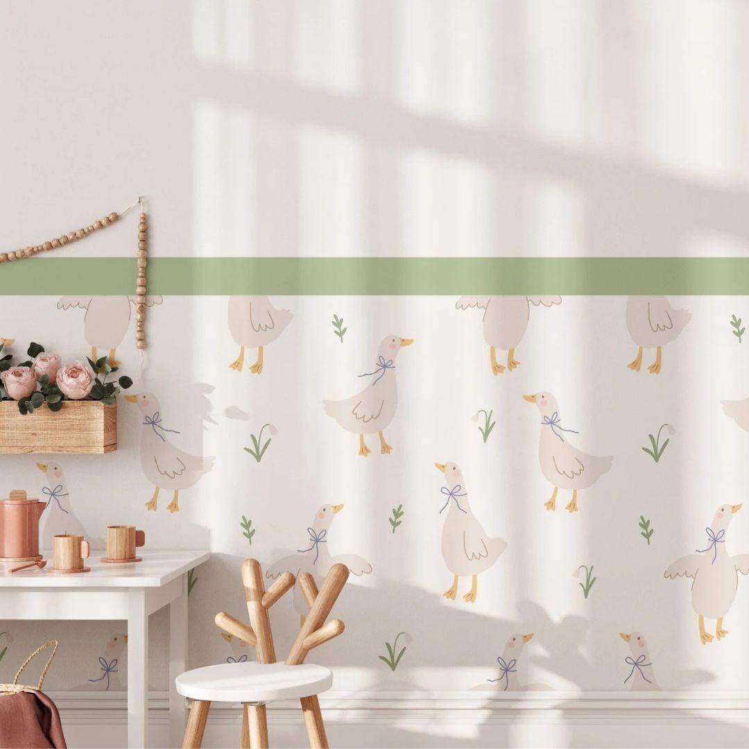 Meadow Geese & Ducklings — Half - Wall Decal (Home Decor Decals) — removable wall decal by Tiny Tale Prints.